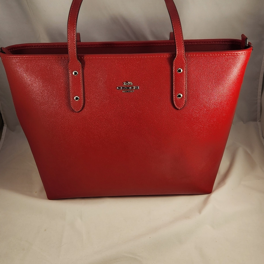Coach Red Leather City Zip Tote